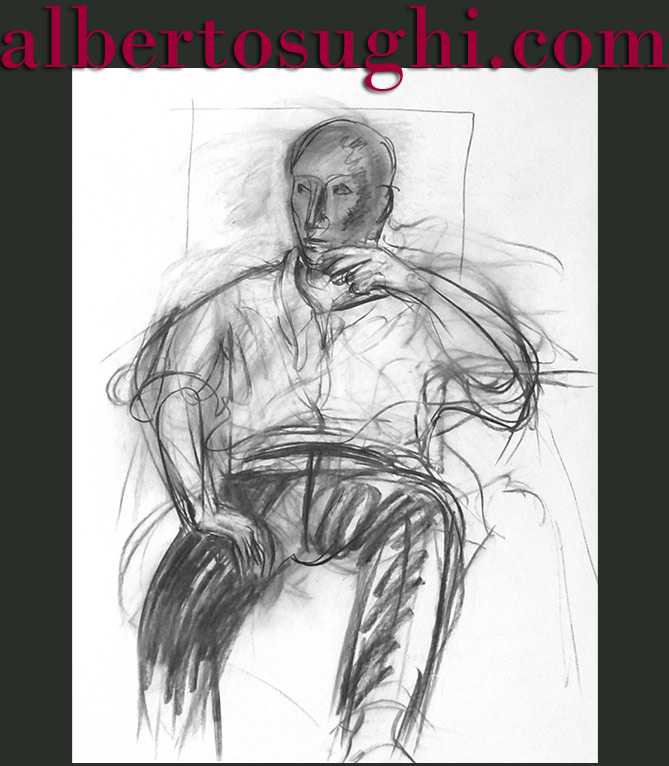Alberto Sughi, Work on paper mounted on canvas, 2010