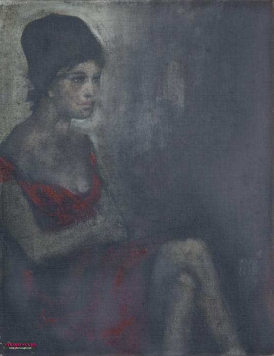 #678, Donna con abito rosso, 1958